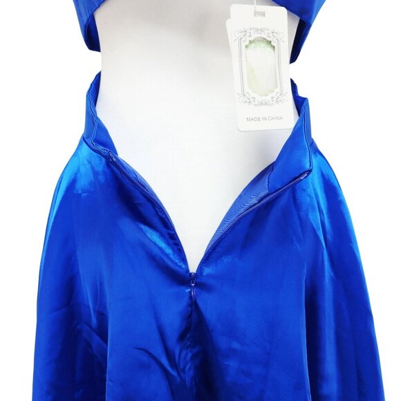 Strappy Blue Satin Fit Flare Mini Dress With Cut-Out Sides Z.Dreamer Size 6 - Picture 9 of 13